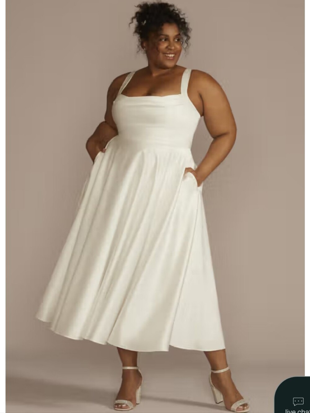 Cowl Neck Midi Satin Dress with Straps in White